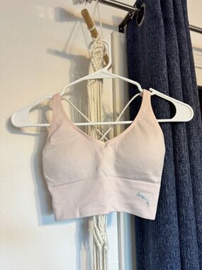 Puma Ribbed Light Pink Bralette with Subtle Logo